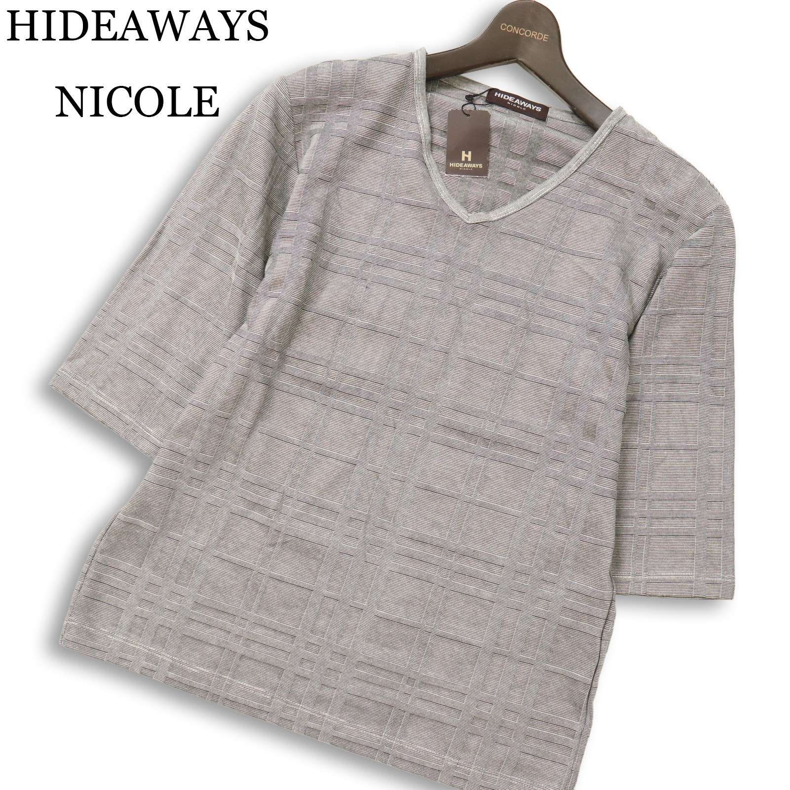 新品 未使用】 HIDEAWAYS NICOLE ハイダウェイ ニコル 5分袖 チェック 