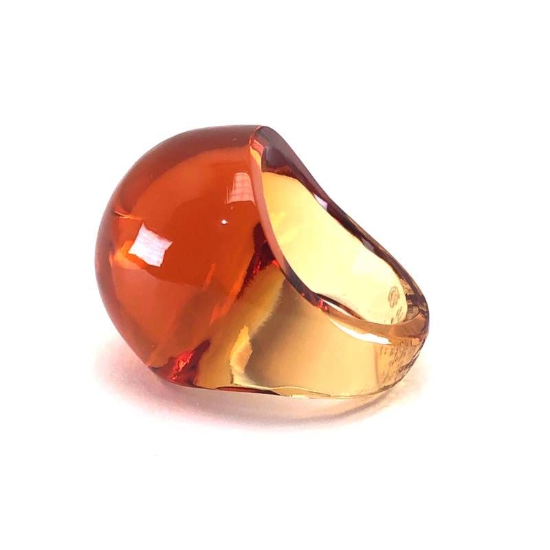 ラリック LALIQUE カボション リング 指輪 12号 ブラウン オレンジ 