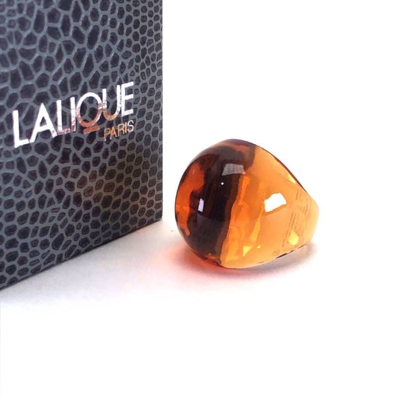 美品・箱付き】Lalique ラリック／カボション リング／12号／グラス