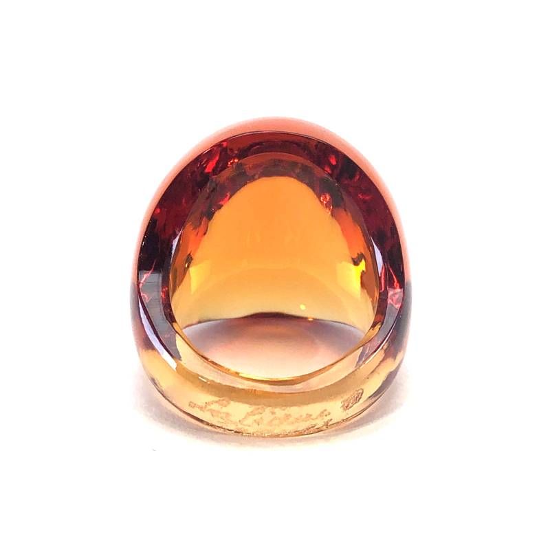 【Lalique】美品・正規品ラリック カボションリング　アンバー13号★箱あり 美品・箱付き】Lalique ラリック／カボション リング／12号／グラス