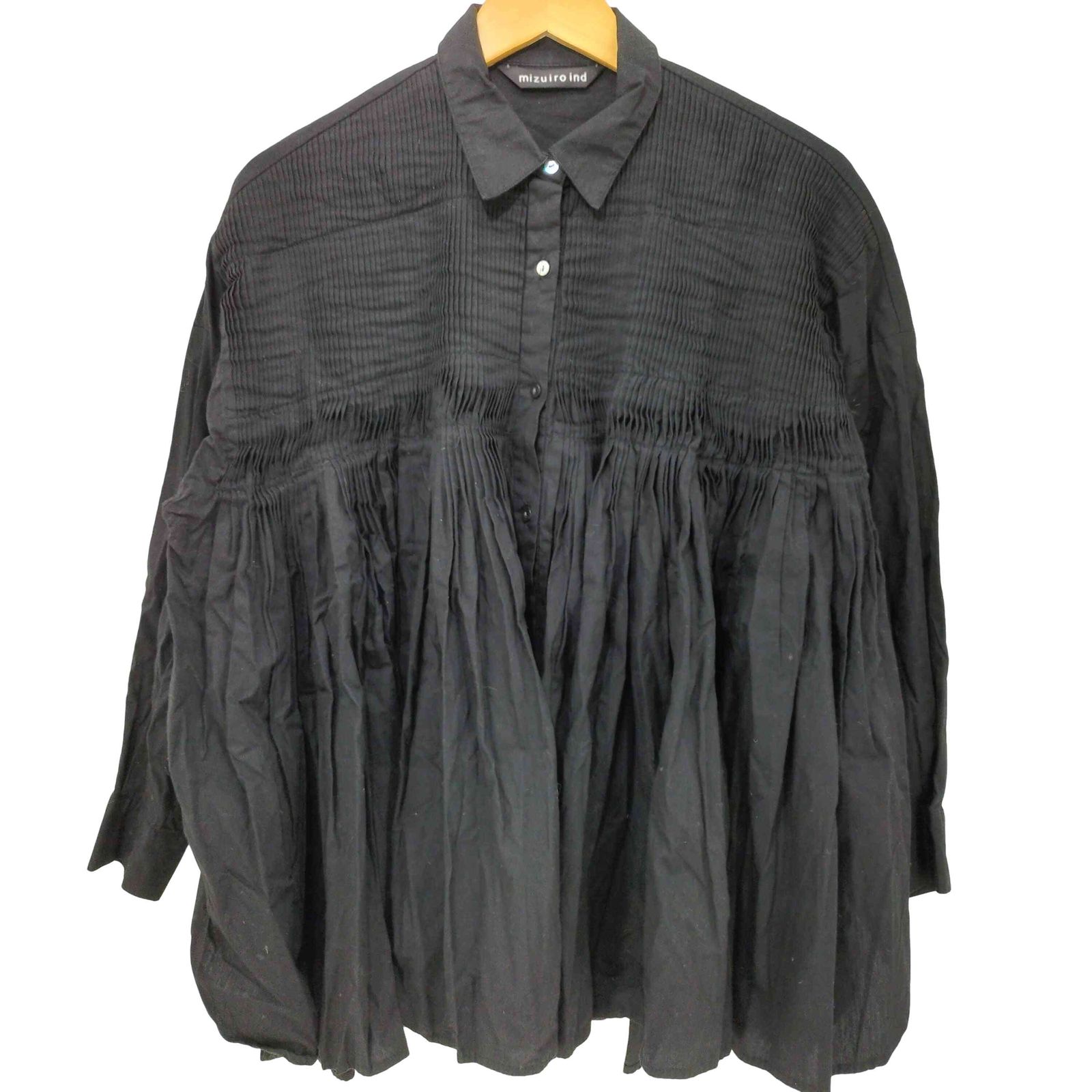 ミズイロインド mizuiro ind 23SS Pin Tuck Shirt Tunic コットン ピンタック シャツ チュニック レディース FREE