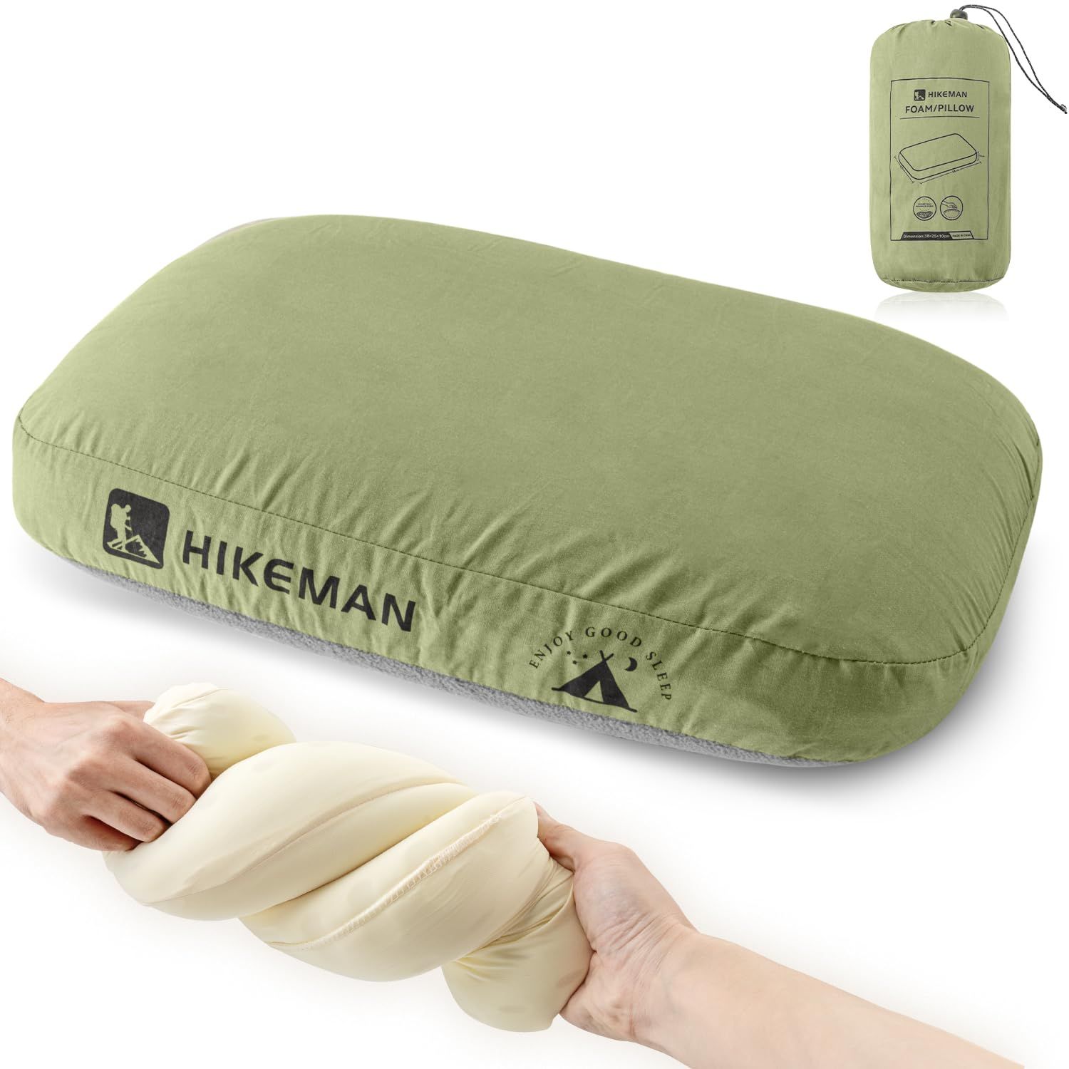 キャンプ 枕 キャンプ枕 携帯枕 最強 ウレタン コンパクト カバー洗える 通気性 オールシーズン使える 肌触りが良い 軽量 収納袋付き ピロー 旅行 アウトドア 登山 車中泊 防災 (グリーン)(沖縄・離島の方発送不可）) 58ce1da6