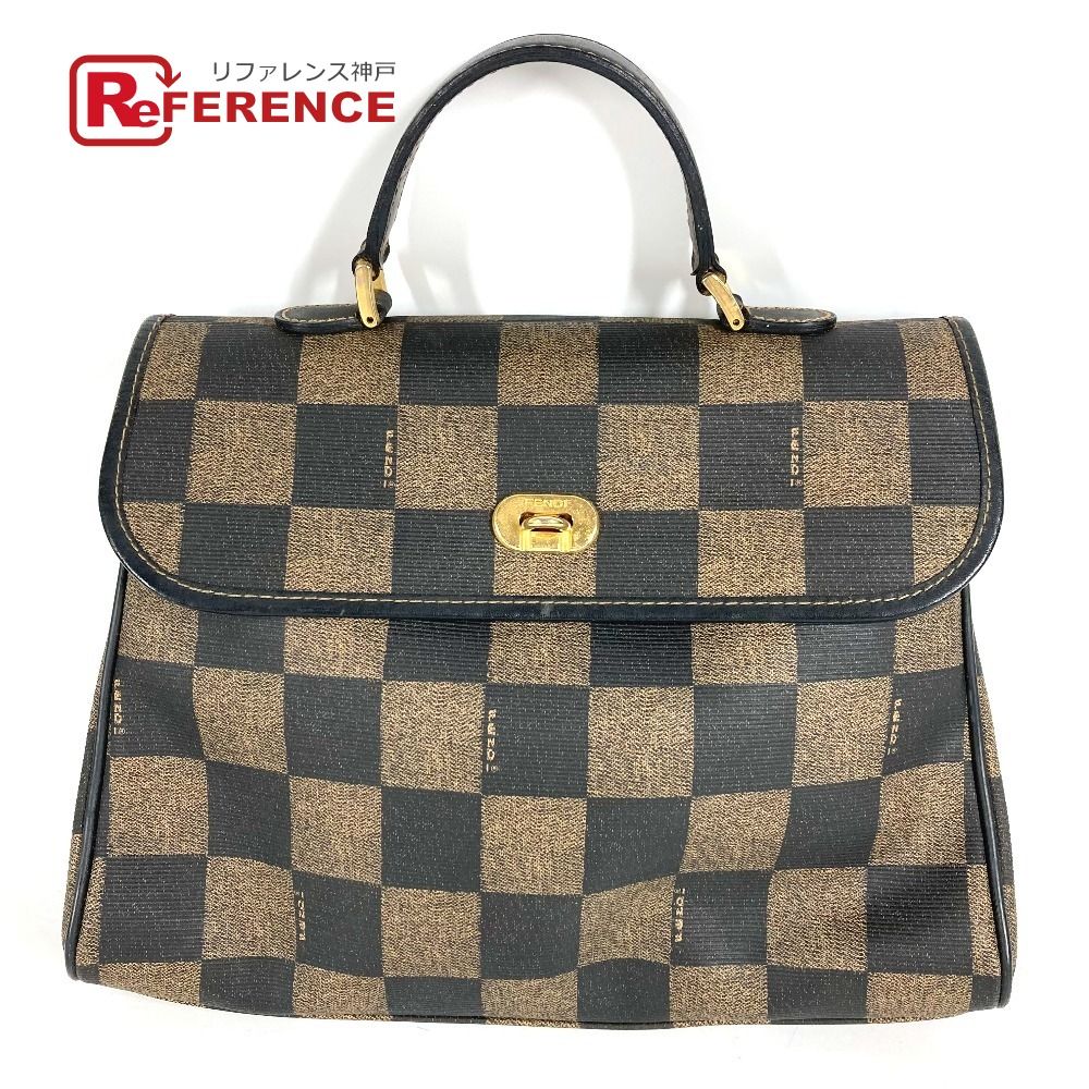 FENDI フェンディ ハンドバッグ ペカン ロゴ レザー/PVC ブラウン