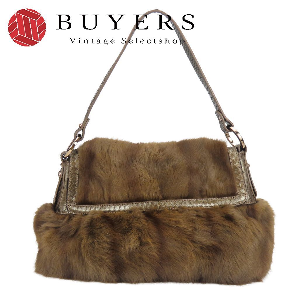 【中古】 フェンディ ショルダーバッグ 8BR353 ファー パイソン レザー ブラウン ワンショルダー レディース 女性 FENDI