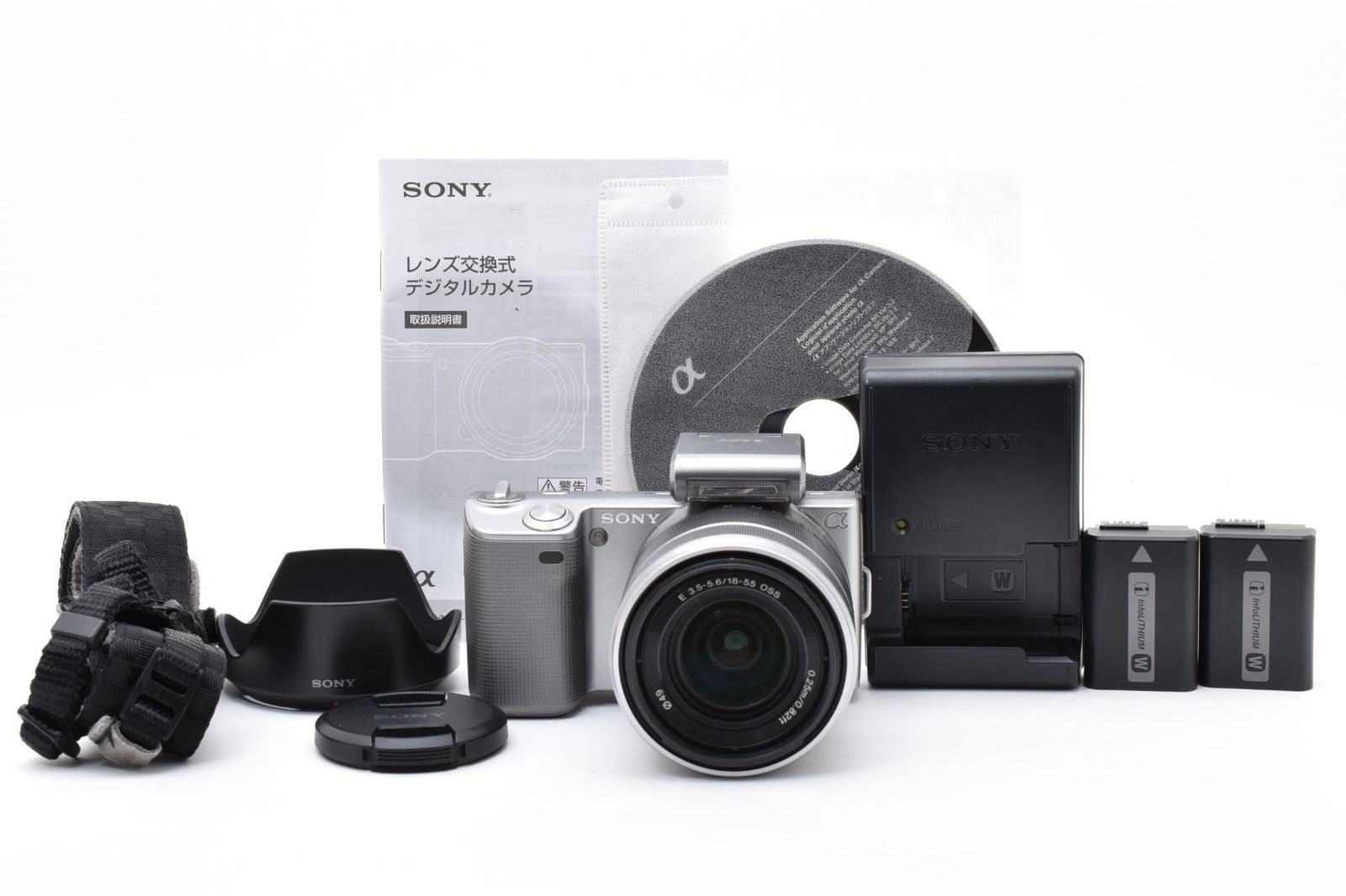 [良品] SONY α NEX-5 18-55mm F/3.5-5.6 OSS SEL1855 ミラーレスカメラ フラッシュ付き #2900488A