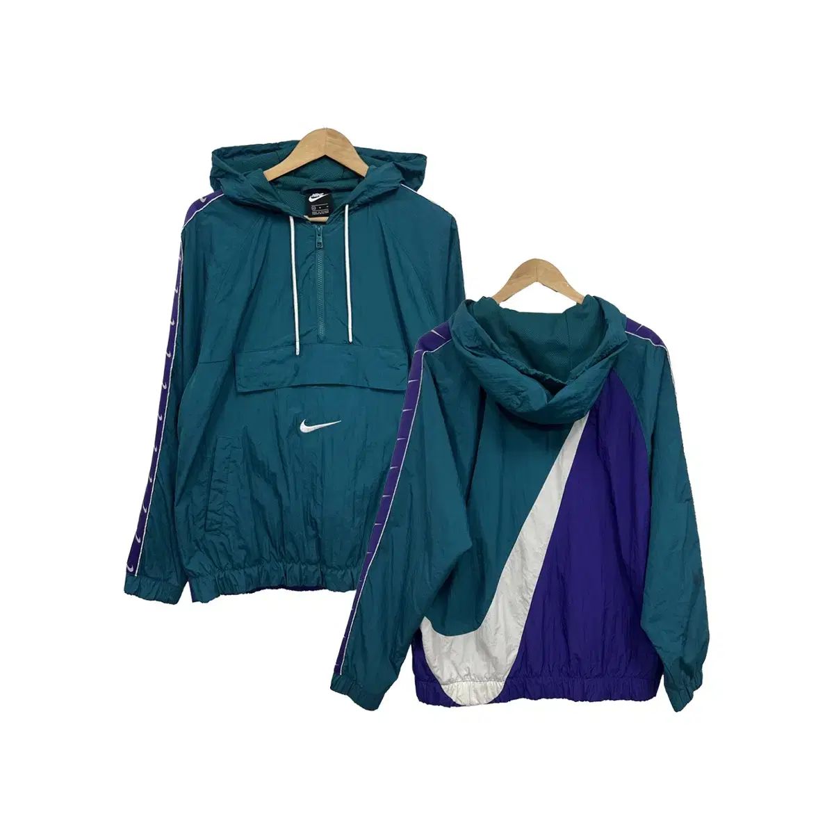 95 NIKE サイド ロゴ ライン ハーフジップ ナイロン ウィンドブレーカー Anorak