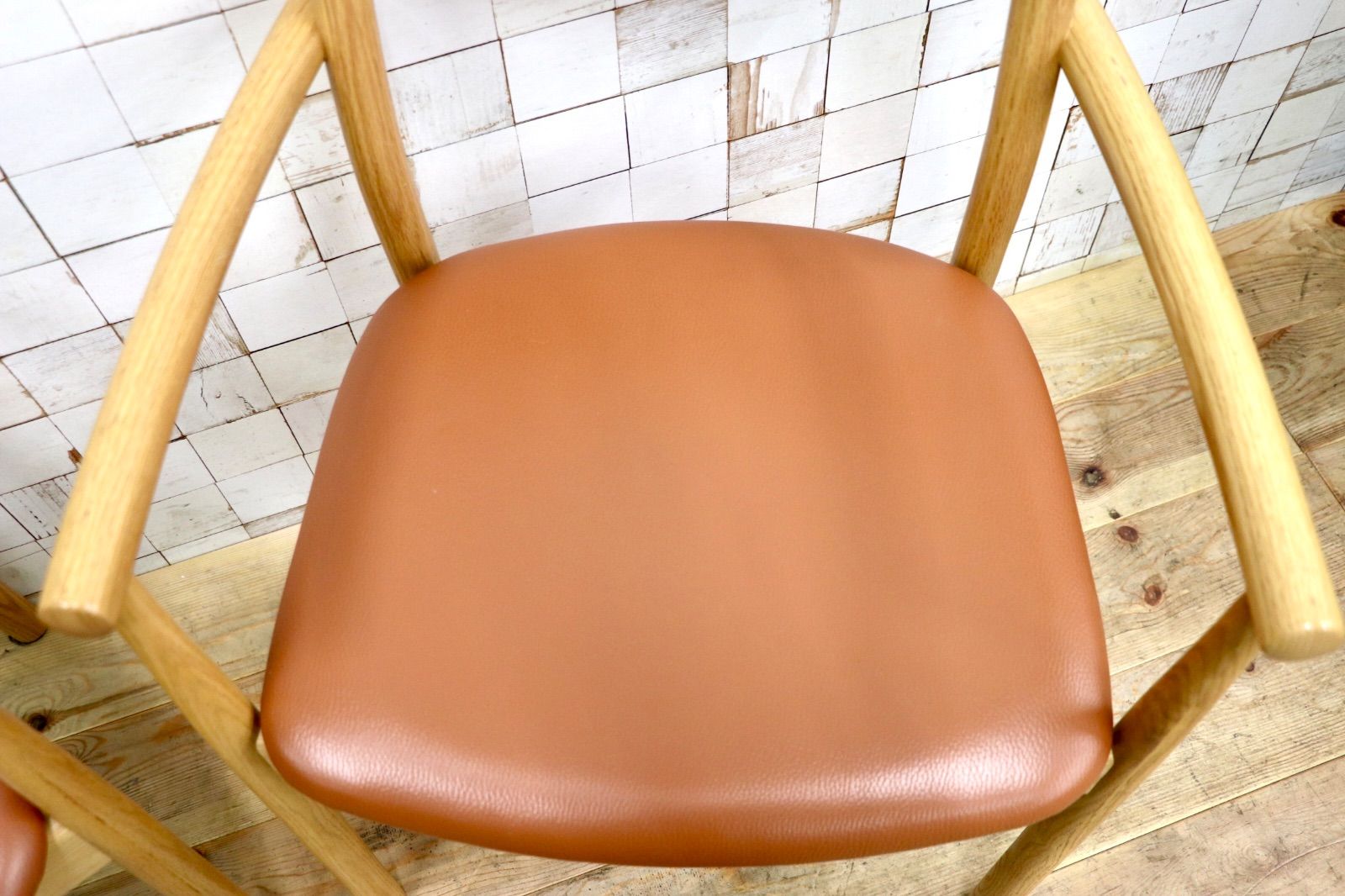 GMJS84○ACTUS / アクタス SOUP ダイニングチェア アームチェア 食卓椅子 オーク材 二脚セット 定価約5.5万 展示品