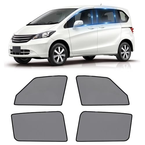 ZATOOTO ホンダフリード GB5/6/7/8型専用 メッシュカーテン 日除け 遮光 サンシェード 車 サイド 虫除け マグネット式 車用網戸 換気 UVカット フロントサイド用 2列目サイド用 アクセサリー 収納袋付き 簡単着脱 4枚 c9489897