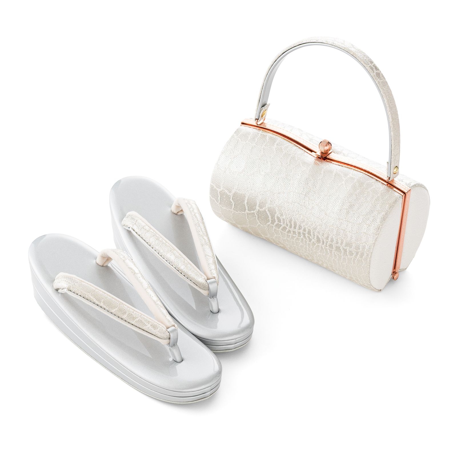 【F】新品　振袖用草履バッグセット　世美庵　クロコ