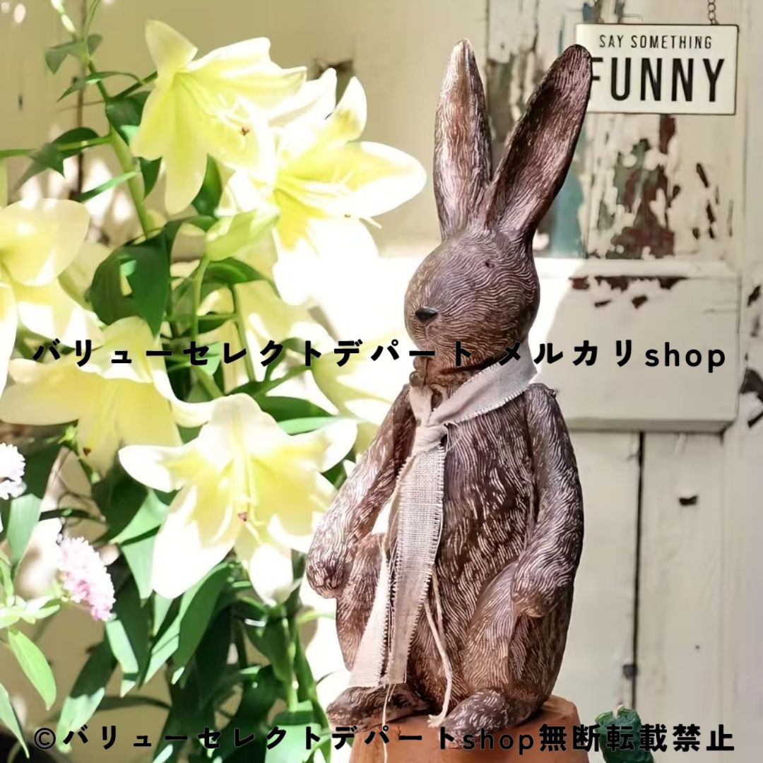 うさぎ ガーデンオーナメント 置物 和風 レトロ レジン製 ラビットオブジェ 日本風デザイン アートオーナメント バルコニー装飾 テラスインテリア デスクトップ置物 ガーデン雑貨 動物フィギュア 癒し雑貨 庭飾り エクステリア おしゃれ オブジェ