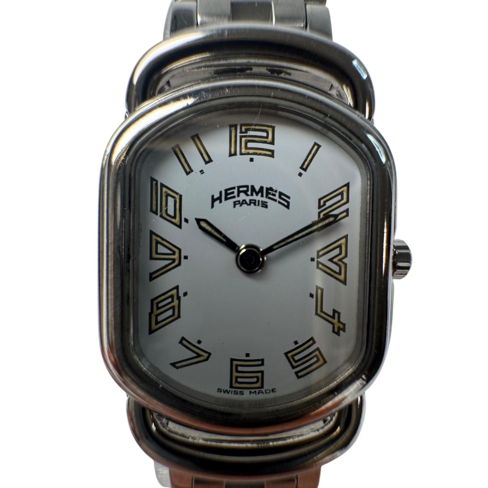 エルメス HERMES 腕時計 RA1.210 ラリー 白文字盤 SS クオーツ レディース