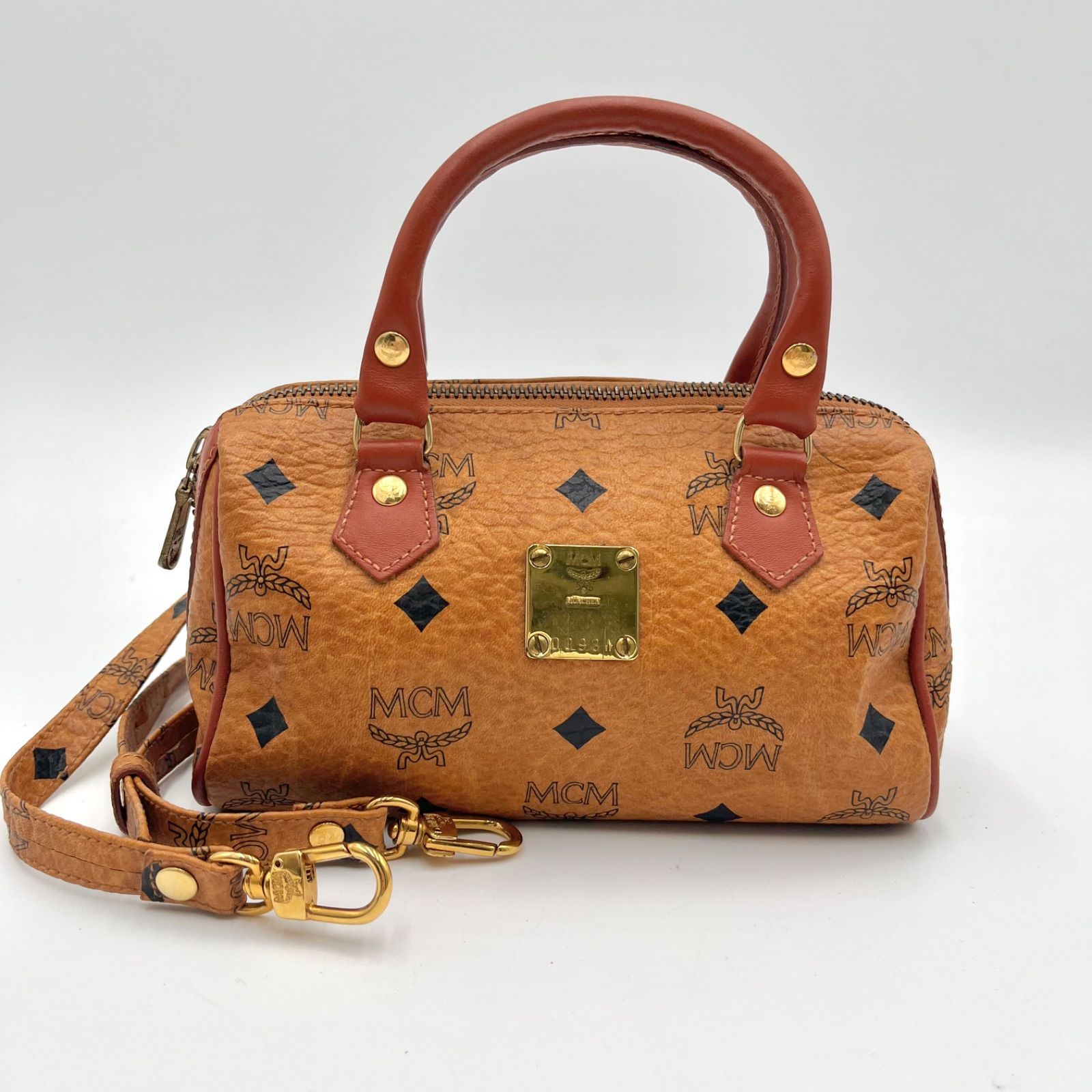 極美品◎MCM エムシーエム ヴィセトス柄 2way レザー マイクロミニボストンバッグ ハンドバッグ ショルダーバッグ 19,875円