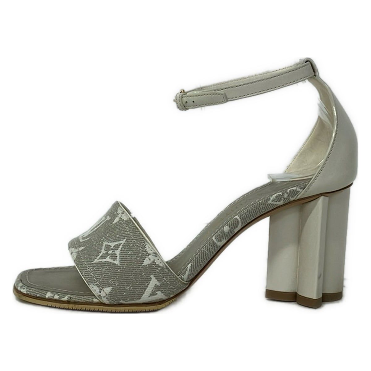 LOUIS VUITTON(ルイヴィトン) サンダル 36 シルエット・ライン サンダル グレー×アイボリー モノグラム/アウトソール張替済 レザー