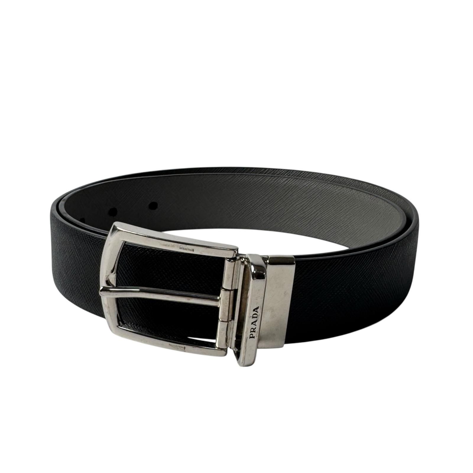 プラダ PRADA サフィアーノレザー リバーシブルベルト 90/36 ブラック