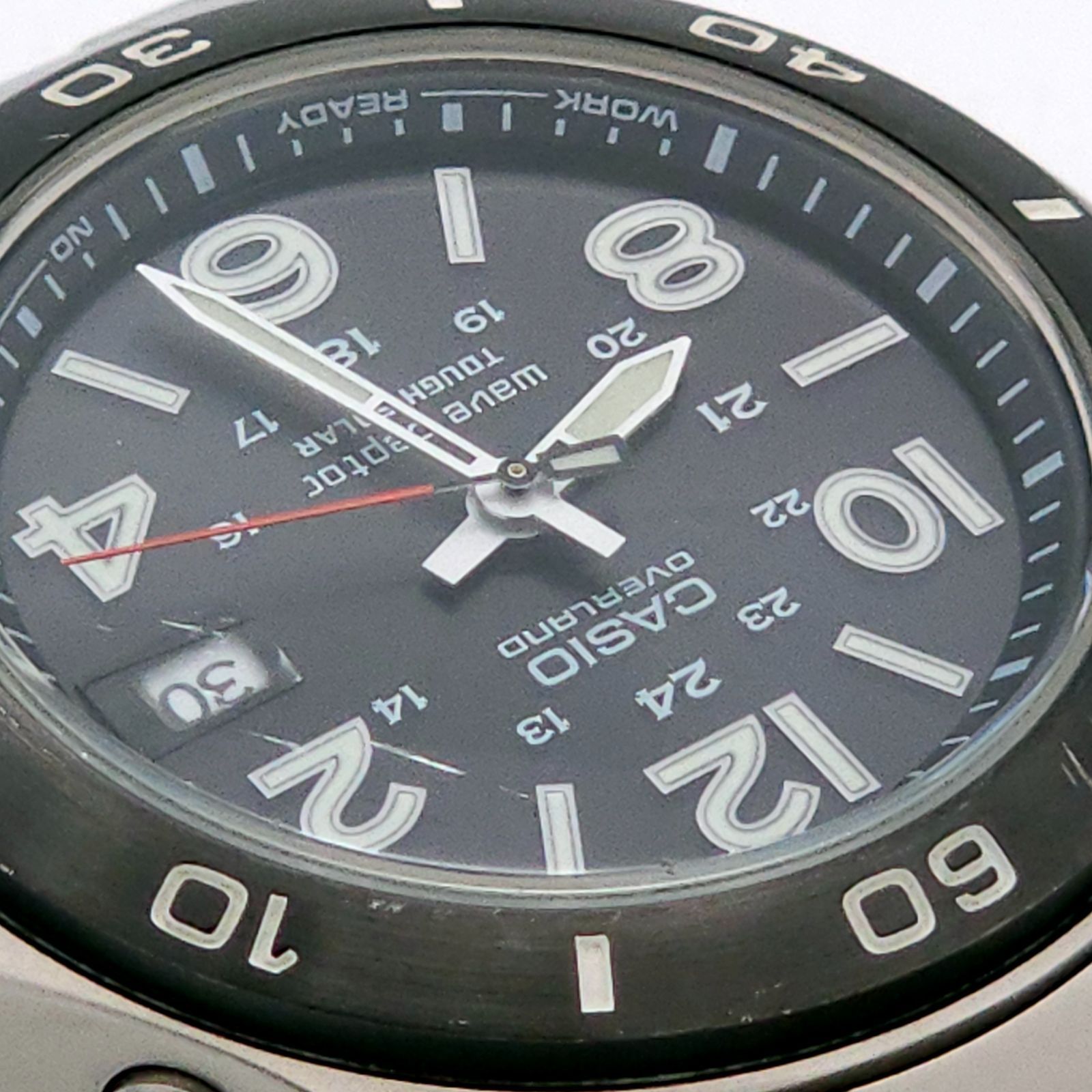 CASIO OVERLAND OVW-110 ソーラー 電波 メタル シルバー 黒 稼動中古 