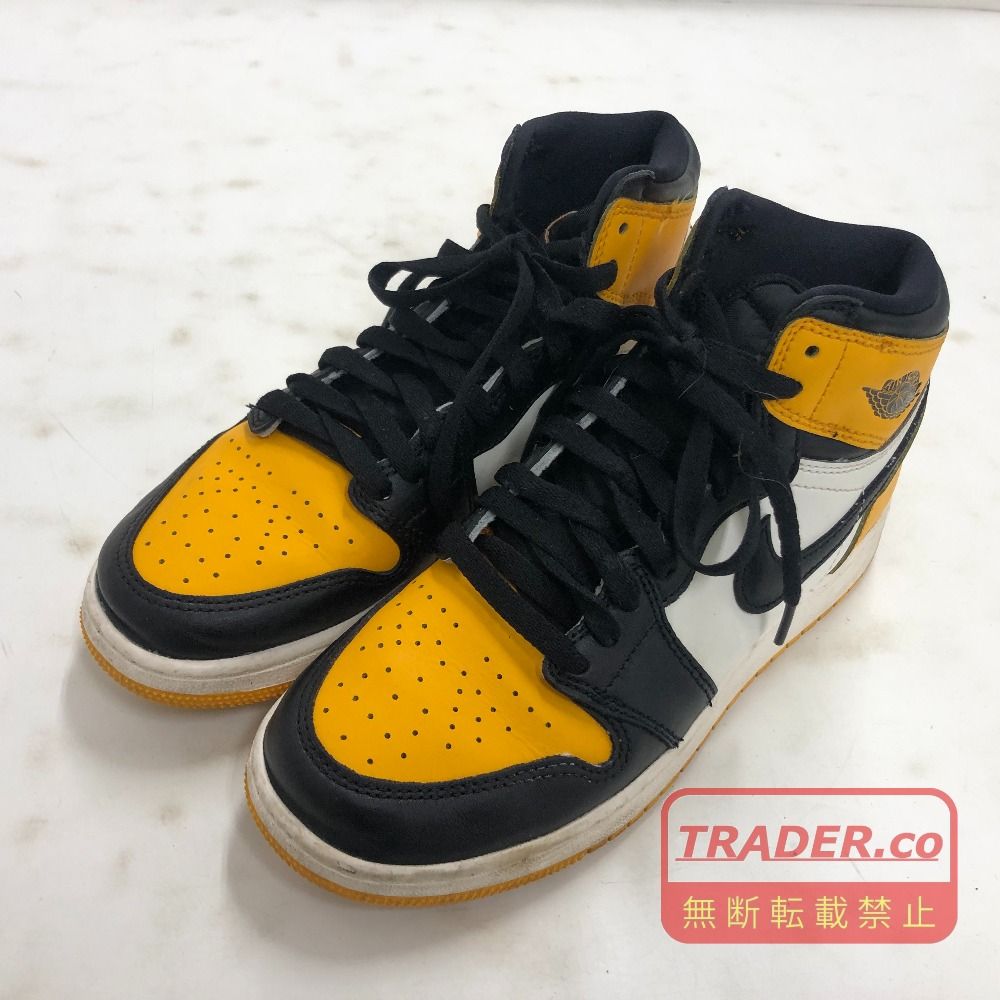 02w25245 ナイキ NIKE AIR JORDAN 1 RETRO HIGH OG イエロー 24.0cm 中国製 レディース 箱なし スニーカー 575441-711 【中古品】
