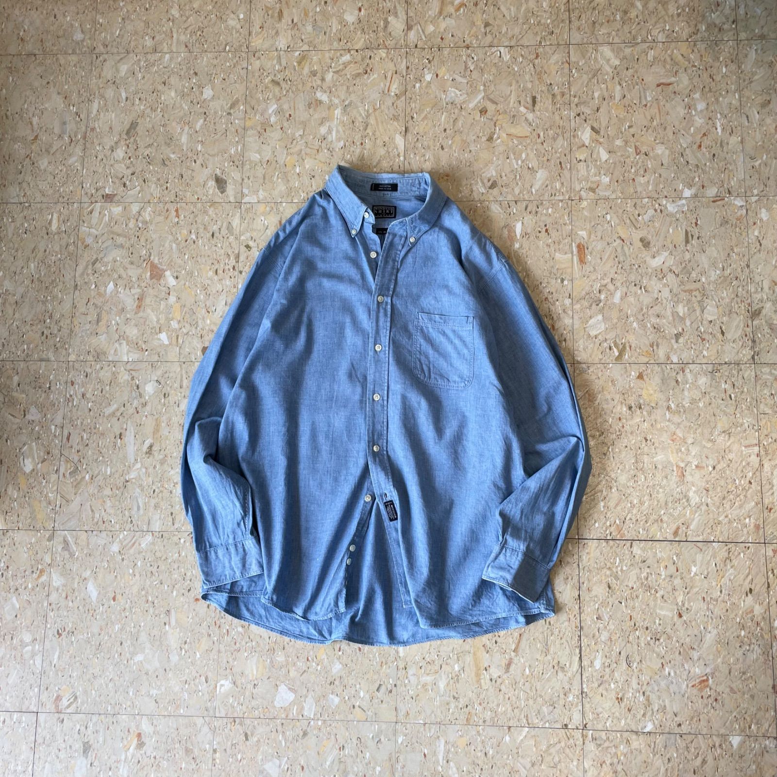 90s USA製 【WINDSOR SHIRT COMPANY】 シャンブレーシャツ BD 無地 size.17 1/2