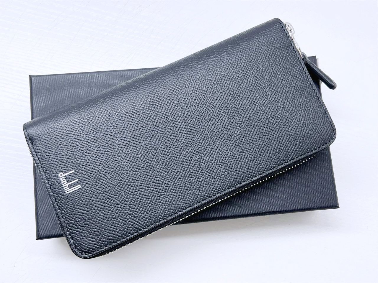 未使用保管　現行　Dunhill　ダンヒル　ロゴ　カドガン　ジップ　コートウオレット　ラウンド　長財布　黒　DU18F2180CA001