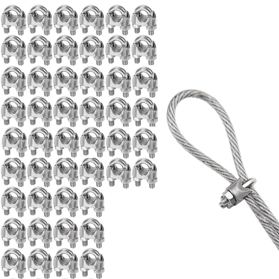 ワイヤークリップ4mm ワイヤーロープクリップ M4 ステンレス鋼 48個入り ケーブルクリップ ケーブル固定金具 ロープ止め金具 ワイヤー 固定 サドルクランプ ワイヤロープの端末加工に用 (M4, 個, 48)(沖縄・離島の方発送不可）) 78aa2dc7