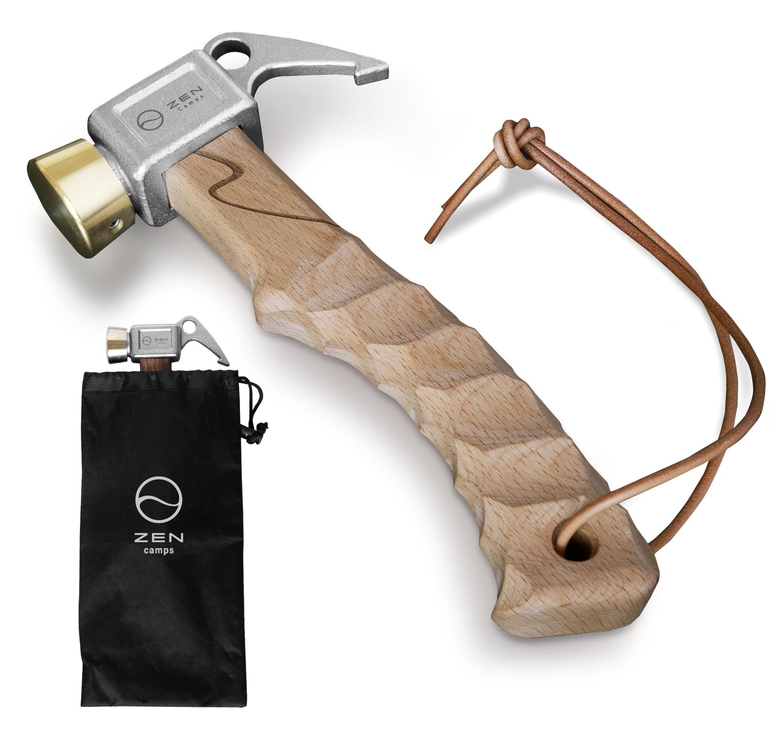 ZEN Camps ペグハンマー ショートハンマー 軽量 小型 コンパクト キャンプ 木製ハンドル 名栗加工 真鍮ヘッド (?木(ナチュラル))(沖縄・離島の方発送不可)) a5258a16