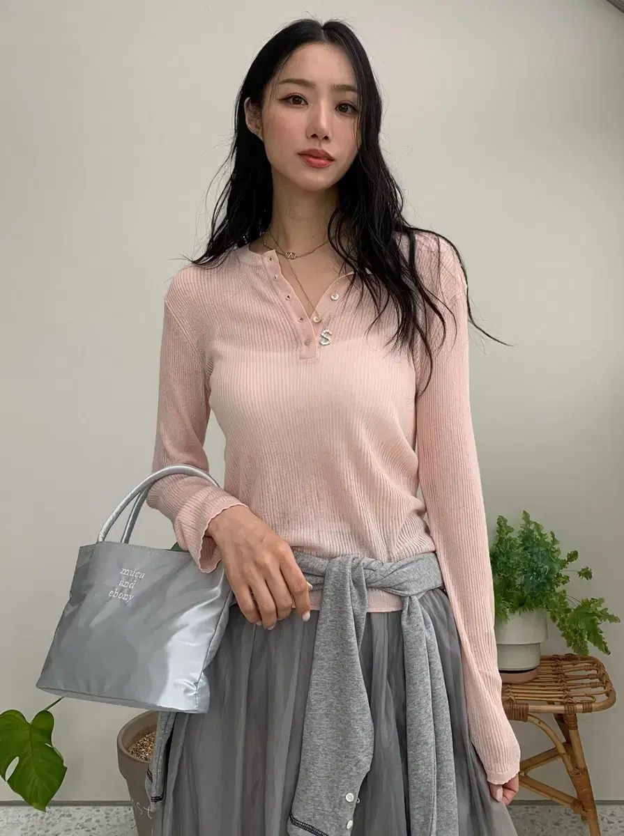 ディエート ファッション 애완쏭 ニット エアリー ヘンリー トップ