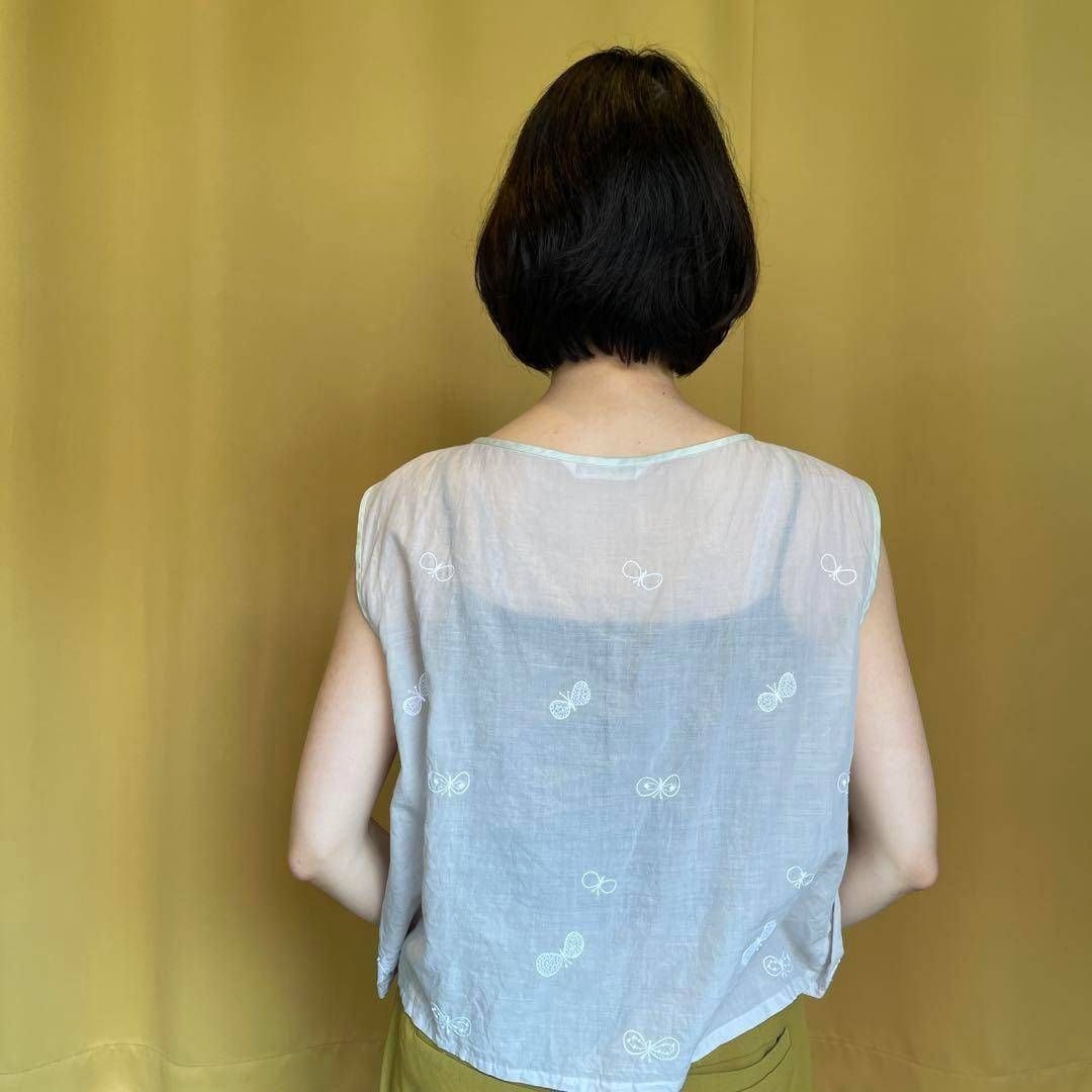 s*i様 minä perhonen 半袖トップス 水色刺繍 18 mina perhonen ミナ ペルホネン 刺繍 ブラウス シャツ トップス