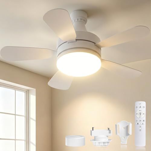 SUKITEN シーリングファンライト 6~8畳 正逆回転 小型 28W 3,000lm DCモーター 扇風機 【壁スイッチメモリー機能】 E26口金 引掛けシーリング対応 調光調色 タイマー/メモリー機能 リモコン付き 省エネ 静音 工事不 c49deb11