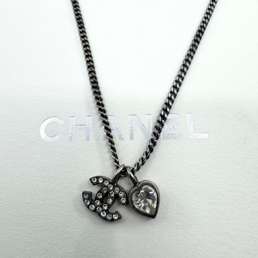 CHANEL シャネル ネックレス ココマーク ハート ラインストーン シルバー 37,700円
