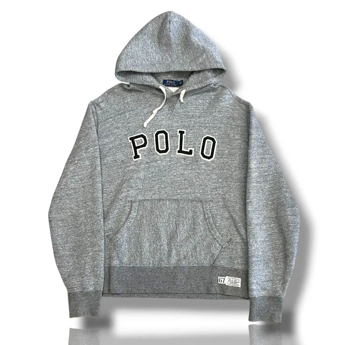 ポロラルフローレン L ロゴ パッチ 起毛 フード Tシャツ グレー