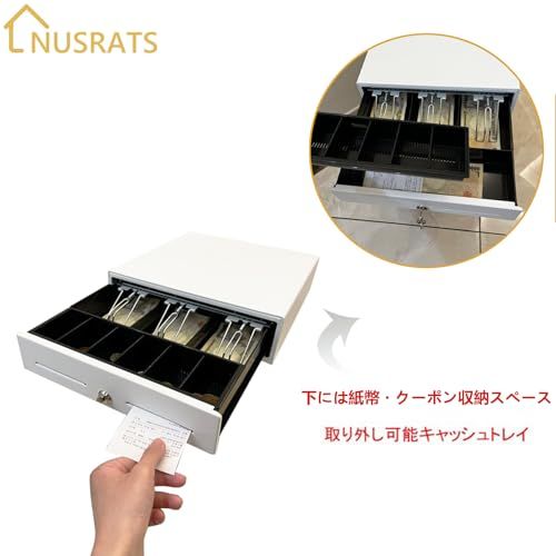 手動式 キャッシュドロアー 小型 レジスター 3札6硬貨 ワンプッシュオープン W330×D355×H104mm コンパクト レジ金庫 白いpms a0e5f286