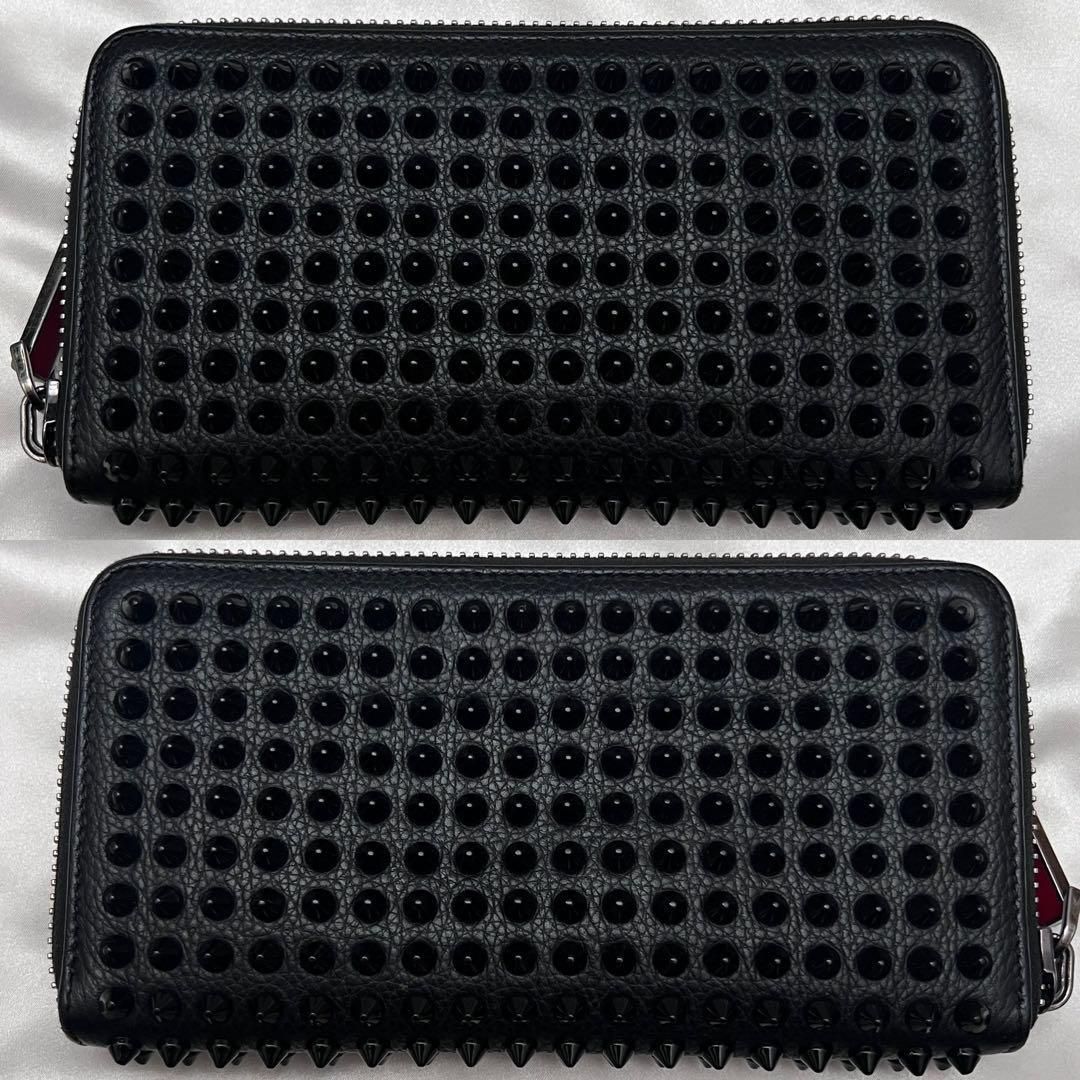 ◇極美品◇ルブタン　パネトーネ　スパイクスタッズ長財布　シボ革　ブラック ◇極美品◇ルブタン パネトーネ スパイクスタッズ長財布 シボ革