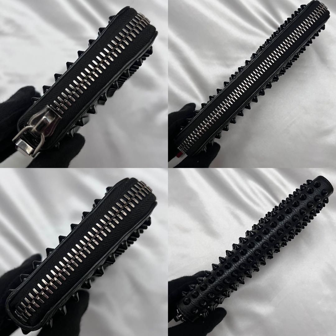 ◇極美品◇ルブタン パネトーネ スパイクスタッズ長財布 シボ革