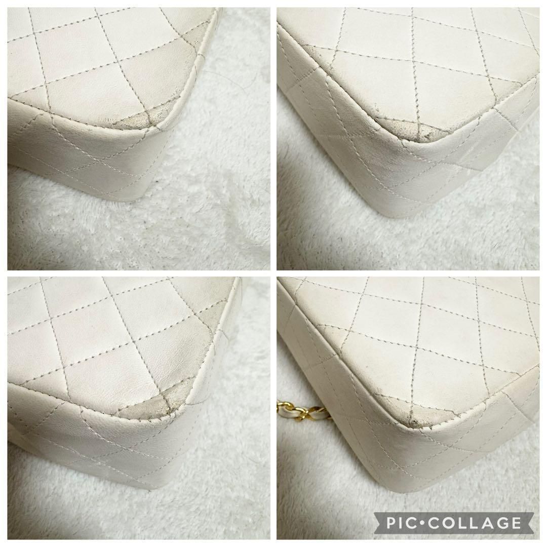 CHANEL シャネル マトラッセ チェーンショルダーバッグ ラムスキン 白