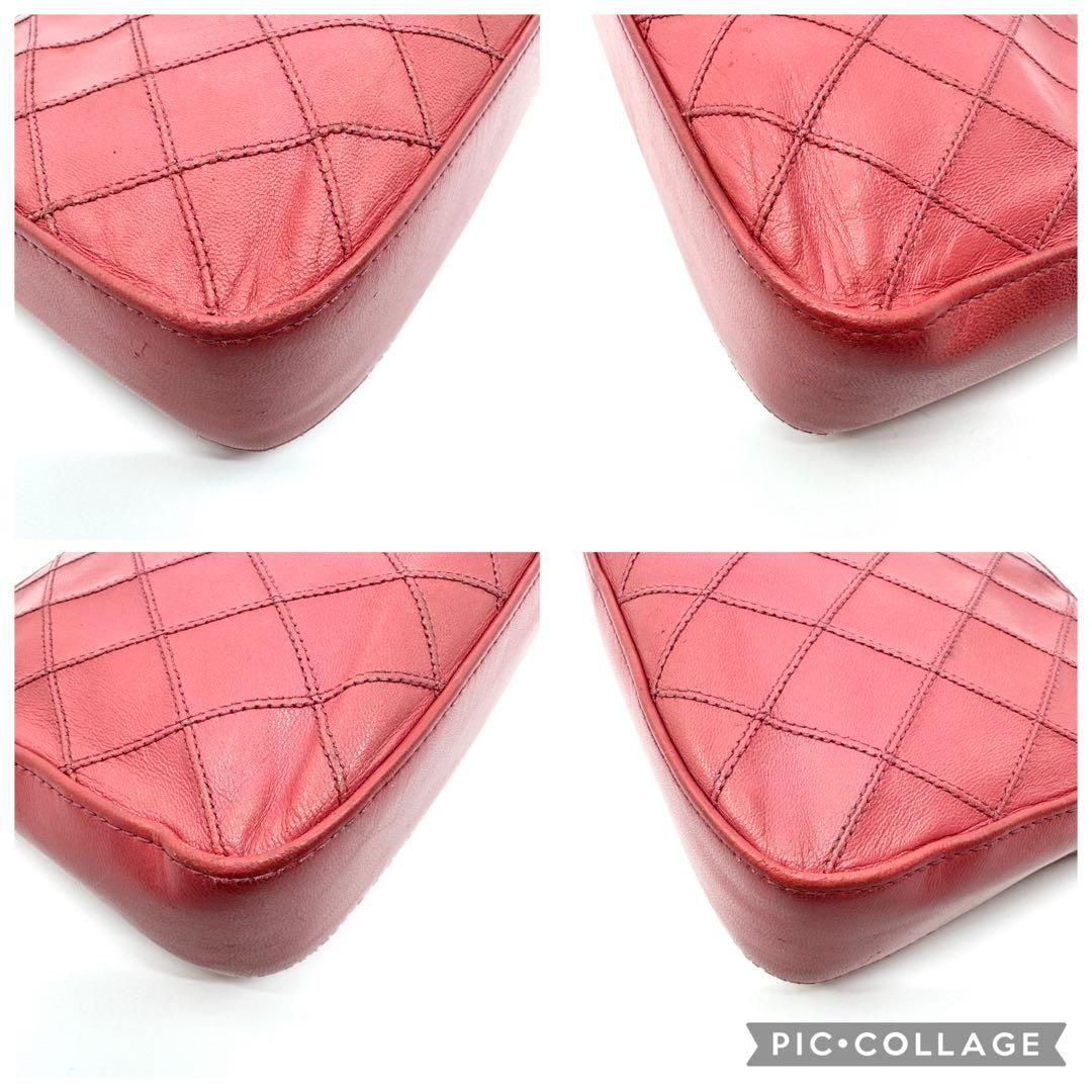 シャネル チェーンショルダーバッグ ラムスキン ピンク ココマーク 
