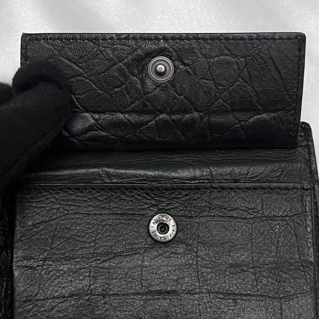 ◇極美品◇サンローラン クロコ型押し バイフォールドウォレット YSL