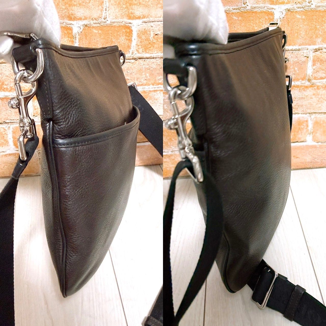 美品) LOEWE(ロエベ)ショルダーバッグ レザー ダークブラウン 