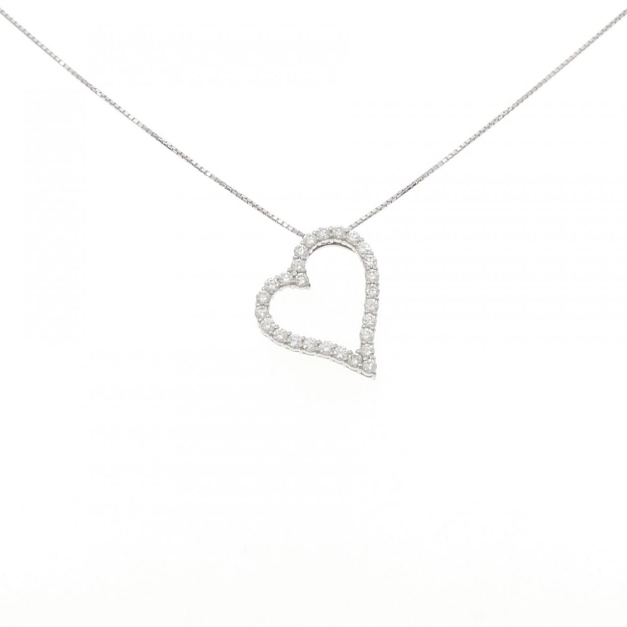 K18WG ハート ダイヤモンド ネックレス 0.83CT