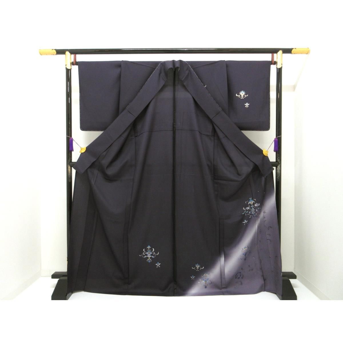 未使用品】単衣 紬織訪問着 友禅金彩加工 ボカシ染 身幅3L寸 - メルカリ