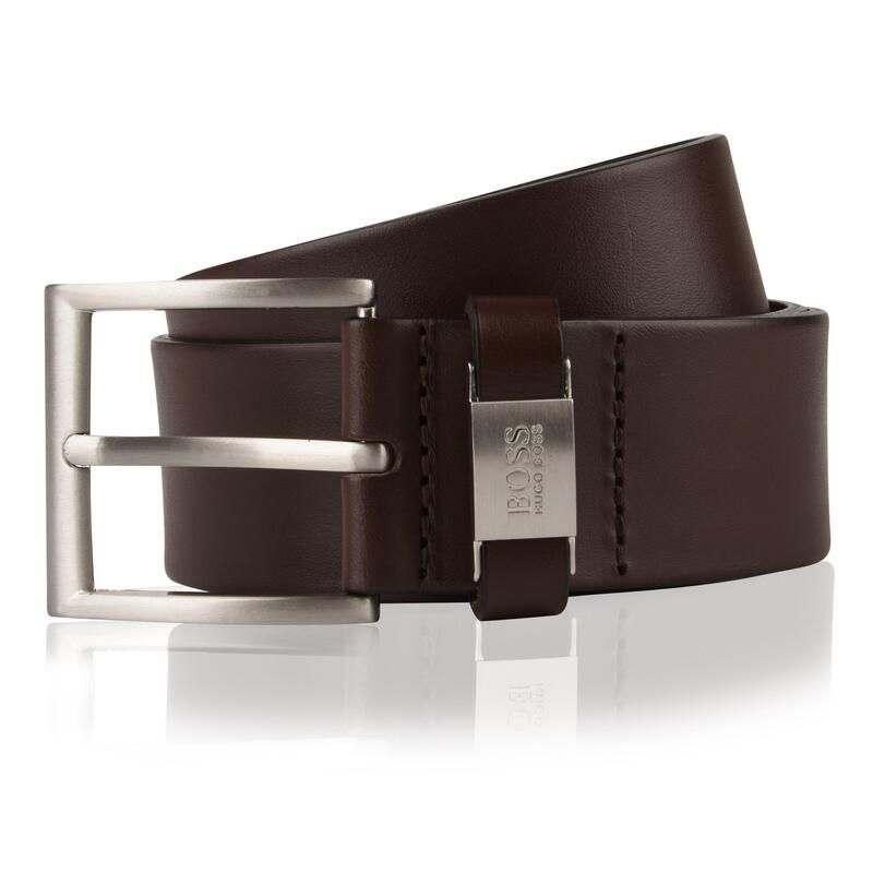 ボス メンズ アクセサリー ベルト レザー Boss Mens Connio Leather Designer Belt Dark Brown ブラウン