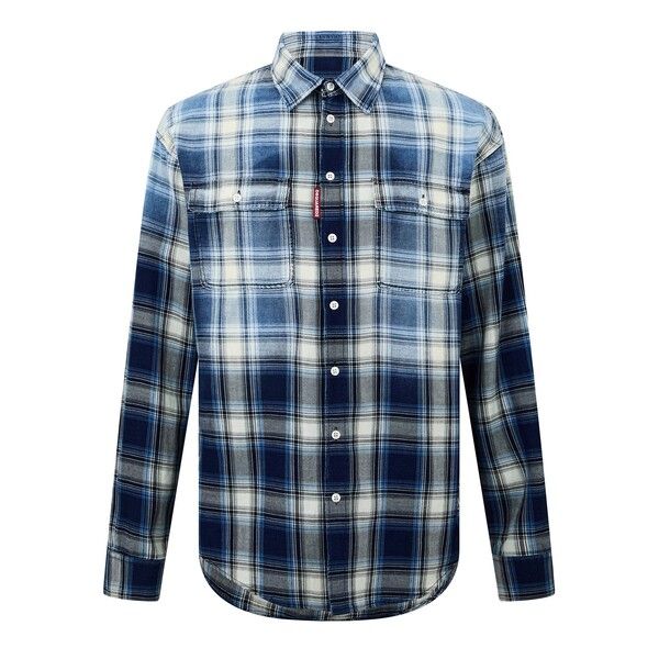 ディースクエアード メンズ トップス シャツ Dsquared2 D2 Washed Check Shirt Blue Check ブルー