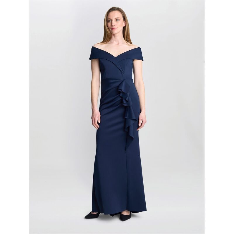 ジーナバッコーニ レディース トップス ワンピース マキシワンピース マキシ Gina Bacconi Victoria Maxi Dress With Side Ruching MIDNIGHT