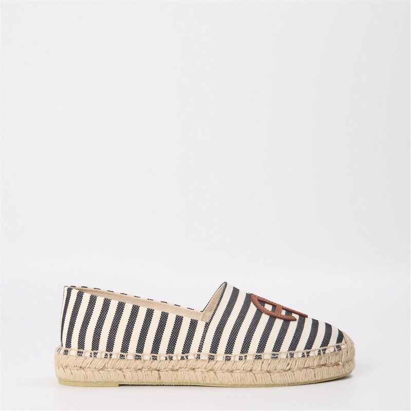 アニービン レディース シューズ サンダル ロゴ ANINE BING Striped Paloma Logo Espadrilles Black Natural ブラック