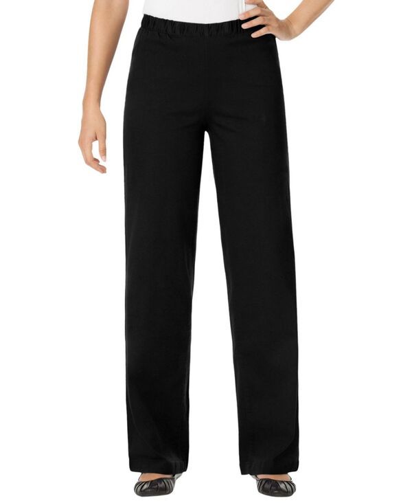 ウーマン ウィズイン レディース ボトムス デニムパンツ プチ デニム ジーンズ Woman Within Petite Within Fineline Stretch Denim WideLeg PullOn Jeans Black ブラック