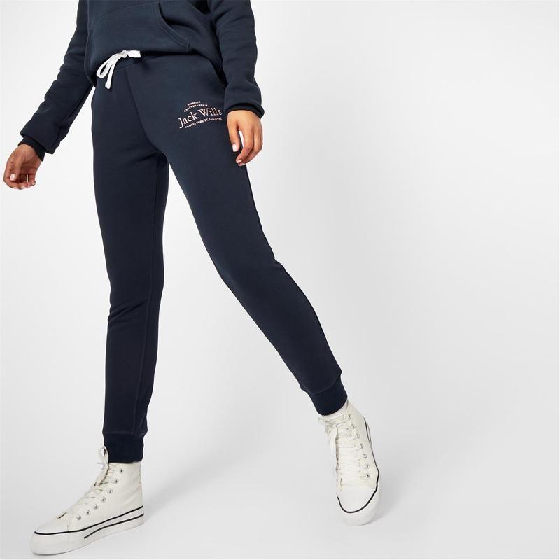 ジャック ウィルス レディース ボトムス カジュアルパンツ ジョガーパンツ グラフィック Jack Wills Hunston Graphic Joggers Navy ネイビー