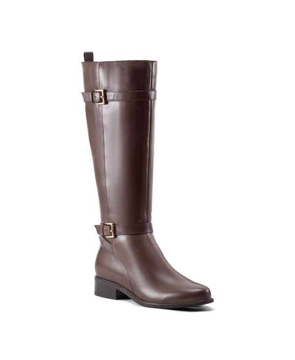 ロックポート レディース シューズ ブーツ・レインブーツ Rockport Womens Harper Wide Calf Waterproof Casual Boots Dark Brown Leather ブラウン