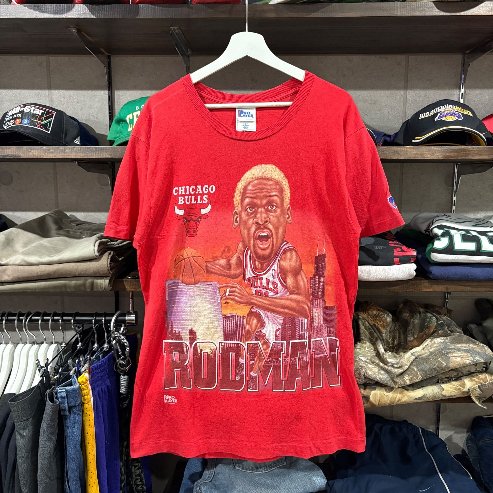 【Chicago Bulls / Dennis Rodman / Caricature / Vintage T-Shirt】