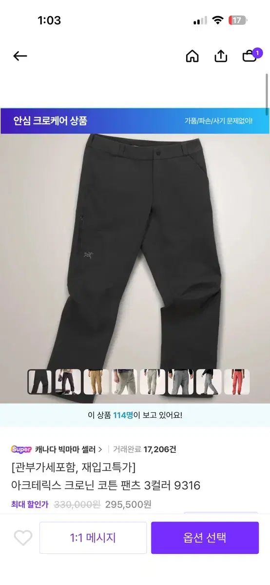 ARC'TERYX アークテリクス クローニン コットン パンツ 36R