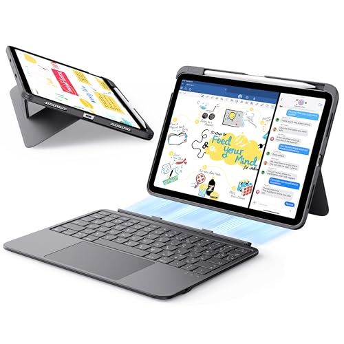 ESR Flex iPad キーボード付きケース, iPad Air 11インチ M4/M3/M2 (2026/2025/2024)、Air第5世代、第4世代 対応, 超軽量マグネット着脱式キーボード(ライティング／ビューイングモード対応),大型精密トラ″mn