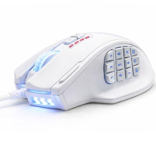 RED SAMURAI ゲーミングマウス 有線 マウス 16400dpi 1000Hz 18個 プログラムボタン サイドボタン ウエイト調整 安定のグリップ バックライト カスタマイズ プログラム MMO/FPS/MOBA ゲームマウス (ホワイト)″mn