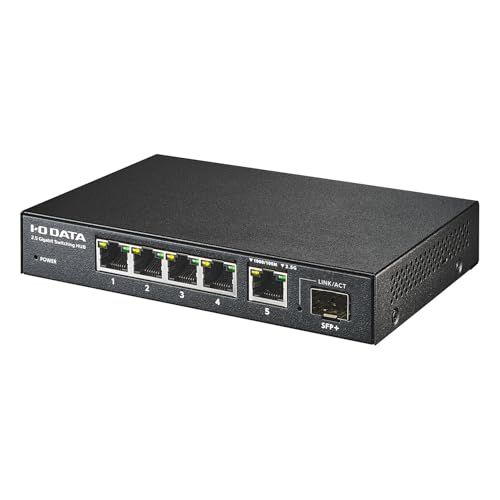 IODATA 5ポート 10G対応 SFP+搭載 2.5Gbps スイッチングハブ マルチギガポート ループ検知 防止 (2.5GBASE-T/1000BASE-T/100BASE-TX 対応) 壁面設置 壁掛け 日本メーカー BSH-QG05/UE″mn